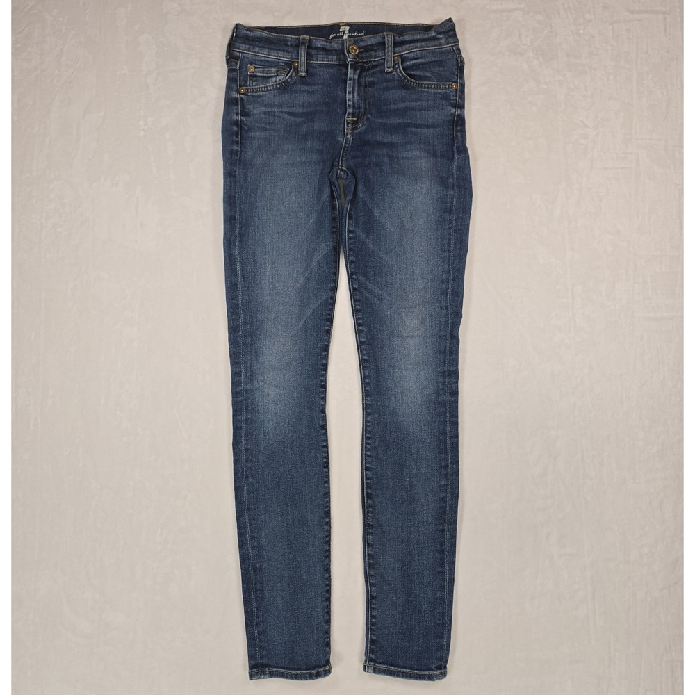 7 For All Mankind The Skinny Jeans Womens 24 Blue Stretch Made in USA